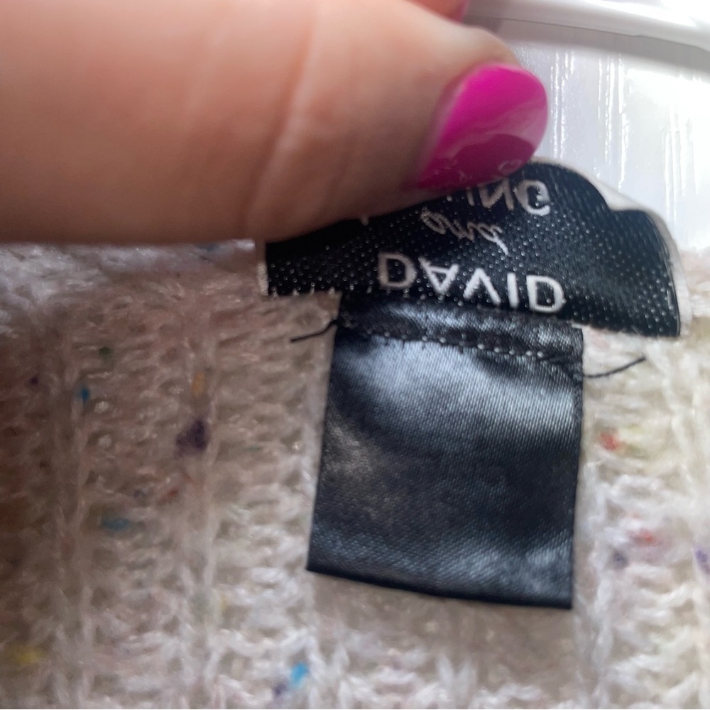David And Young Sweater Poncho Cream W/ Colorful Speckles OS - Picture 3 of 3